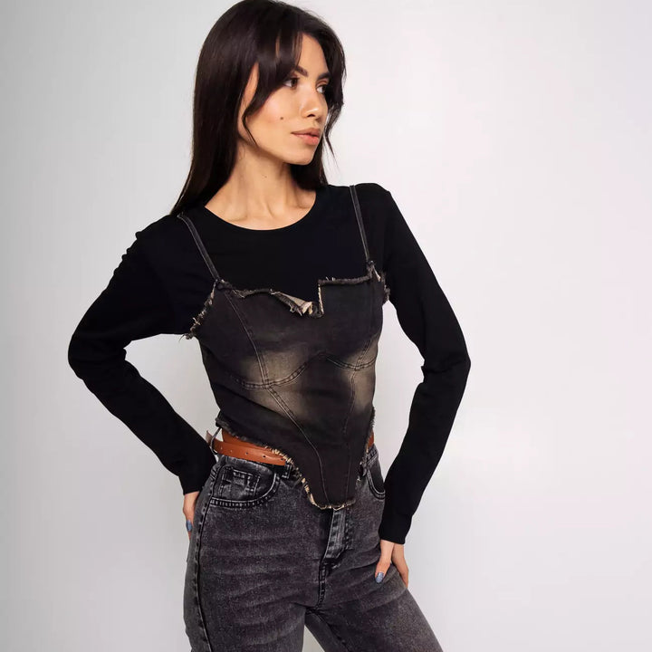 Damer modernt Crop-Top med strukturerad bustier-design Mirla-Eva Jonsson