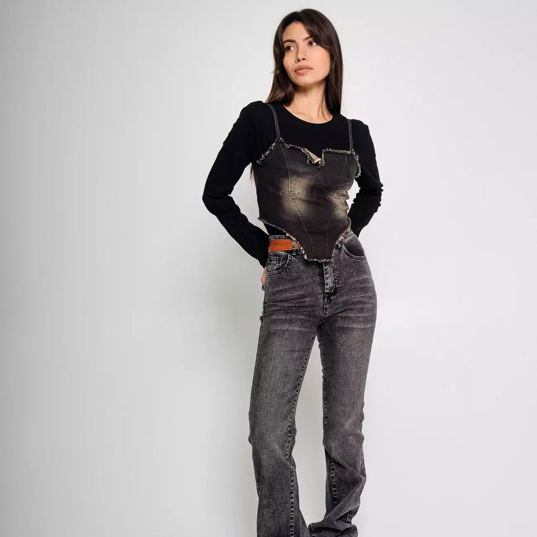 Damer modernt Crop-Top med strukturerad bustier-design Mirla-Eva Jonsson