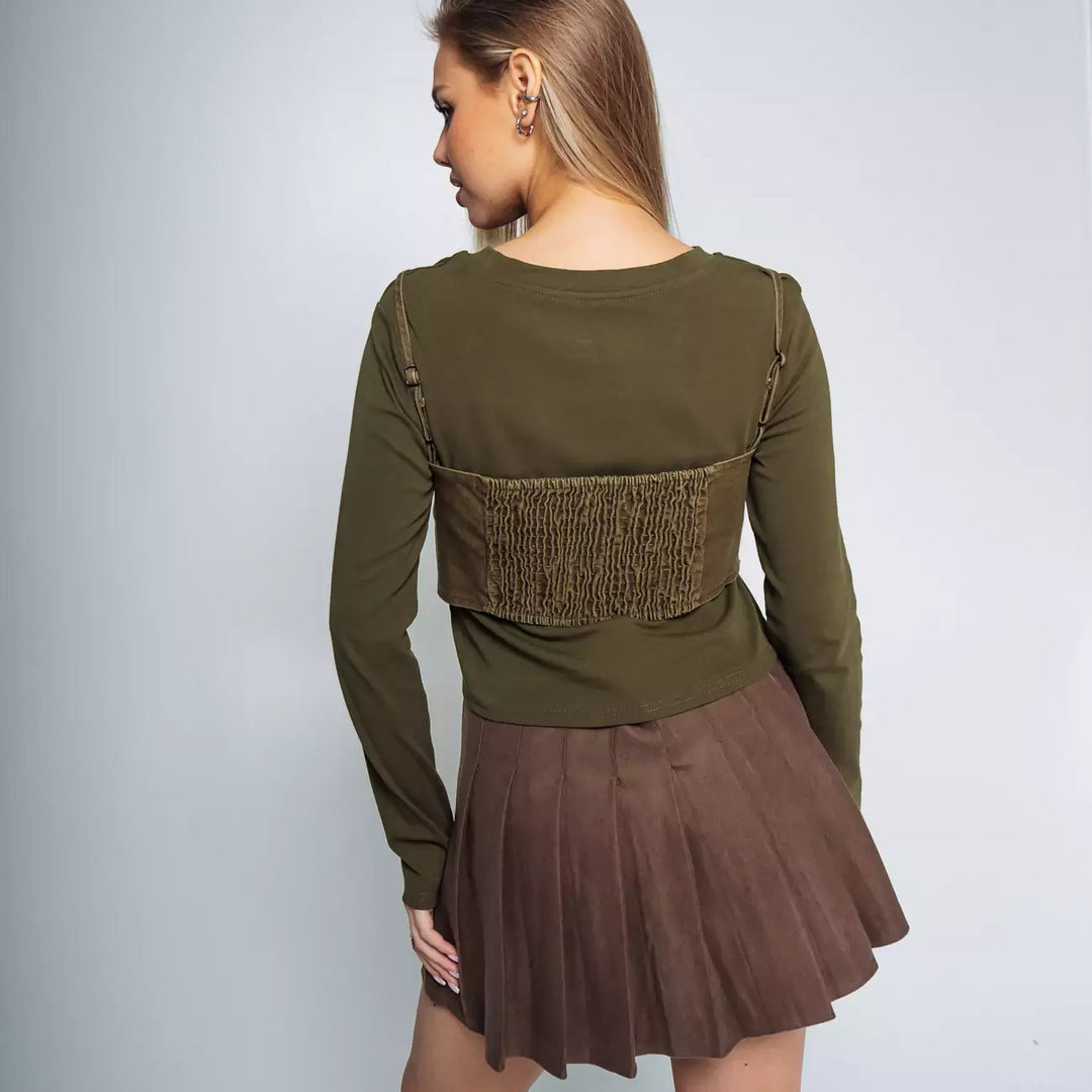 Damer modernt Crop-Top med strukturerad bustier-design Mirla-Eva Jonsson