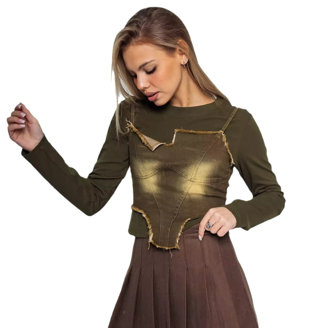 Damer modernt Crop-Top med strukturerad bustier-design Mirla-Eva Jonsson