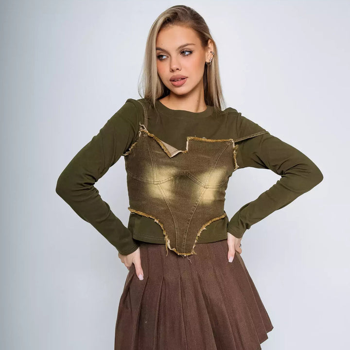 Damer modernt Crop-Top med strukturerad bustier-design Mirla-Eva Jonsson