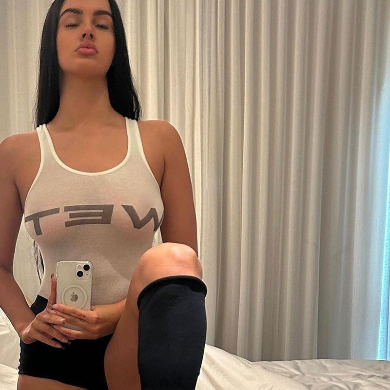 Damer modernt Cropped Top med iögonfallande text Mirla-Eva Jonsson