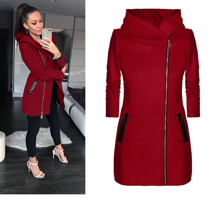 Damer modernt hoodie-kappa med asymmetrisk dragkedja och praktiska fickor Eva Jonsson-Eva Jonsson