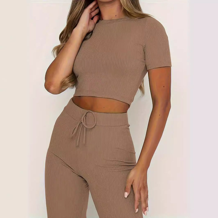 Damer modernt och bekvämt crop-top-byx-set Mirla-Eva Jonsson