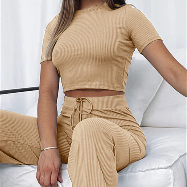 Damer modernt och bekvämt crop-top-byx-set Mirla-Eva Jonsson