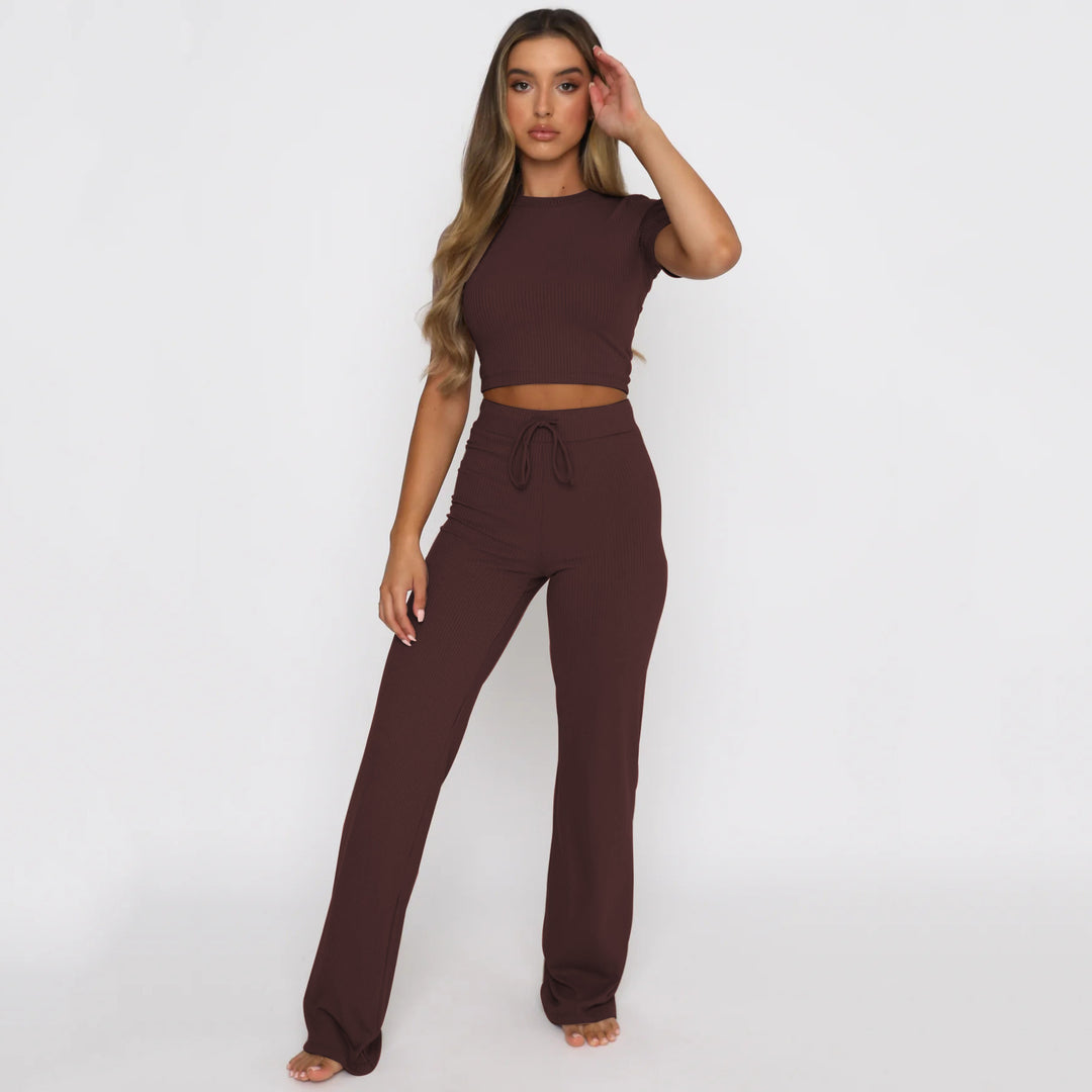 Damer modernt och bekvämt crop-top-byx-set Mirla-Eva Jonsson
