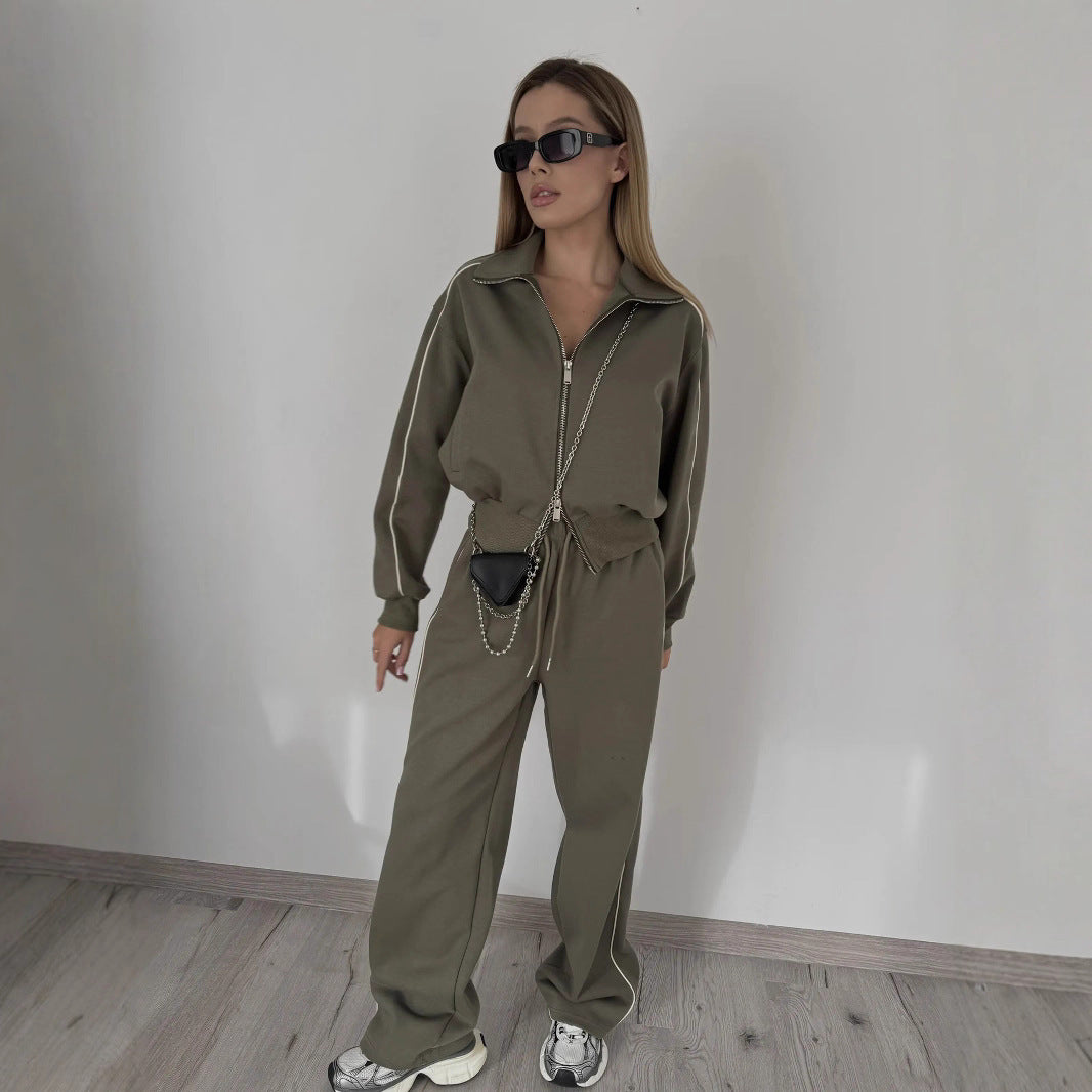 Damer modernt sportfleece-set med högkvalitativ dragkedja och elastiska muddar Eva Jonsson-Eva Jonsson