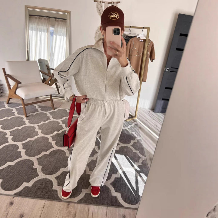 Damer modernt sportfleece-set med högkvalitativ dragkedja och elastiska muddar Eva Jonsson-Eva Jonsson
