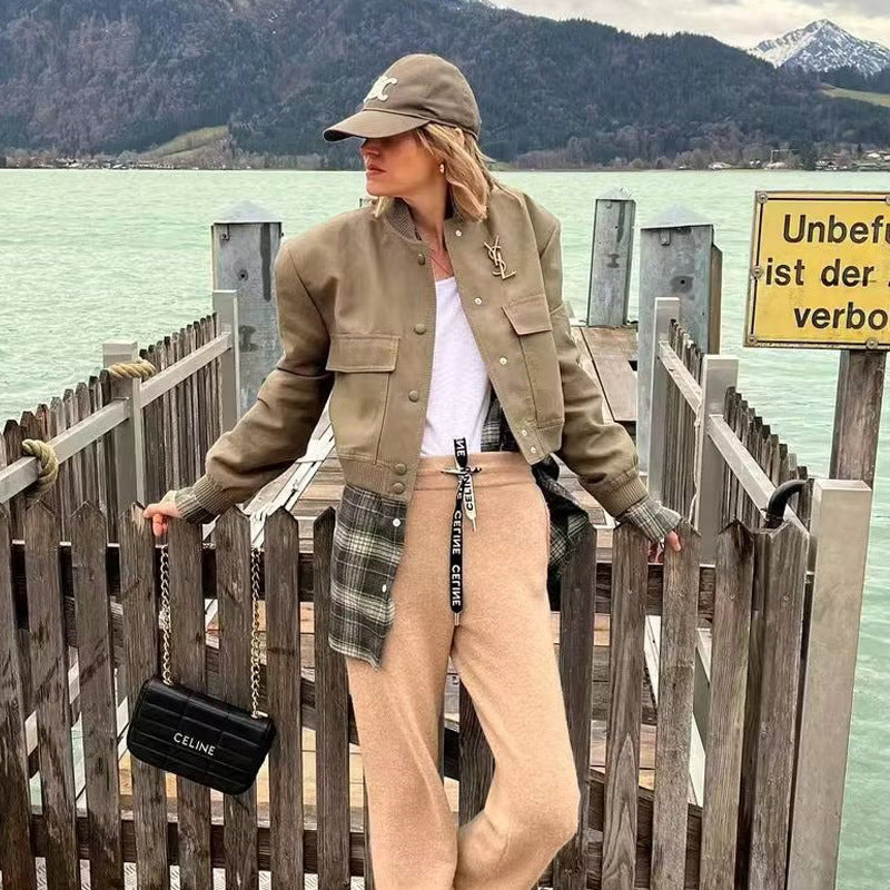 Damer modet cropped bomberjacka med stora bröstfickor Mirla-Eva Jonsson