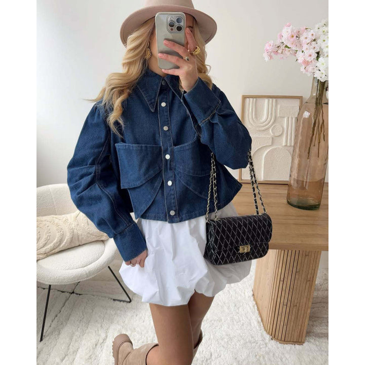 Damer modet cropped jeansjacka Eva Jonsson-Eva Jonsson