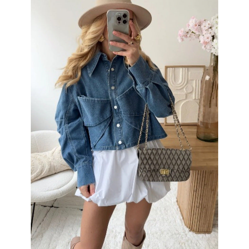 Damer modet cropped jeansjacka Eva Jonsson-Eva Jonsson