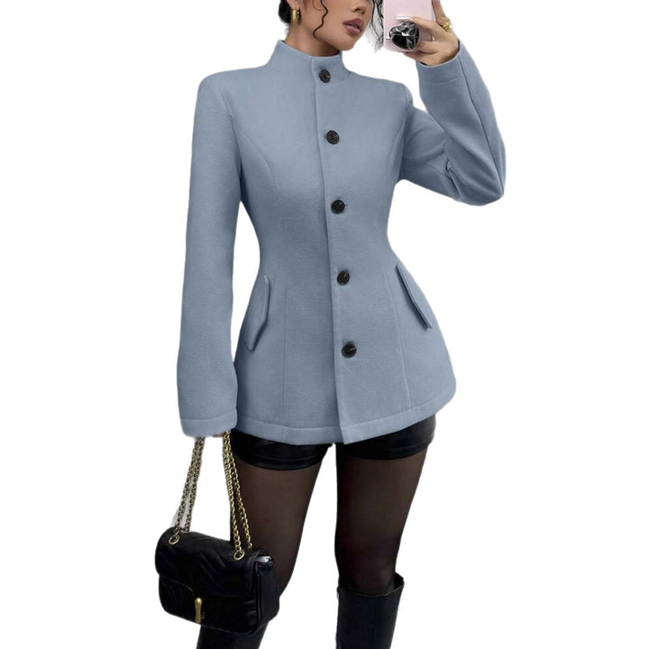 Damer modet övergång blazer med hög revers och strukturerad tyg Mirla-Eva Jonsson