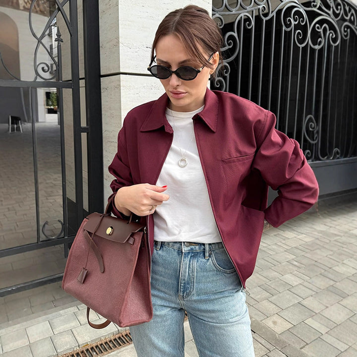 Damer modetisk oversized-jacka med praktisk dragkedja Mirla-Eva Jonsson