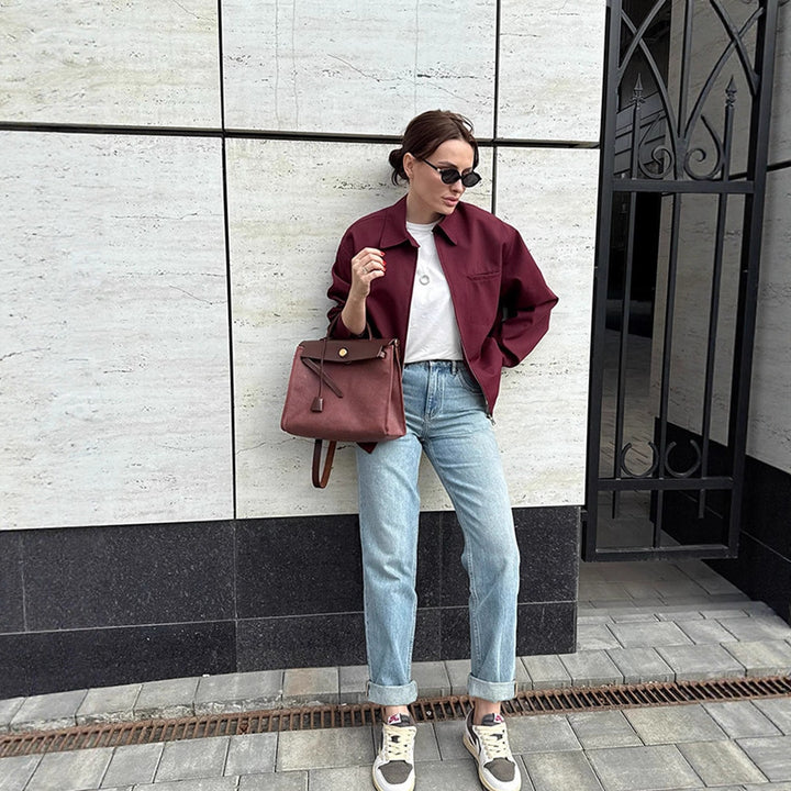 Damer modetisk oversized-jacka med praktisk dragkedja Mirla-Eva Jonsson
