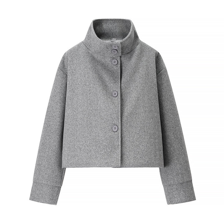 Damer modetransitionsjacka med hög krage och elegant knapprad Mirla-Eva Jonsson