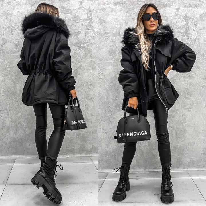 Damer modetrend Parkajacka med avtagbar fuskpälskrage Mirla-Eva Jonsson