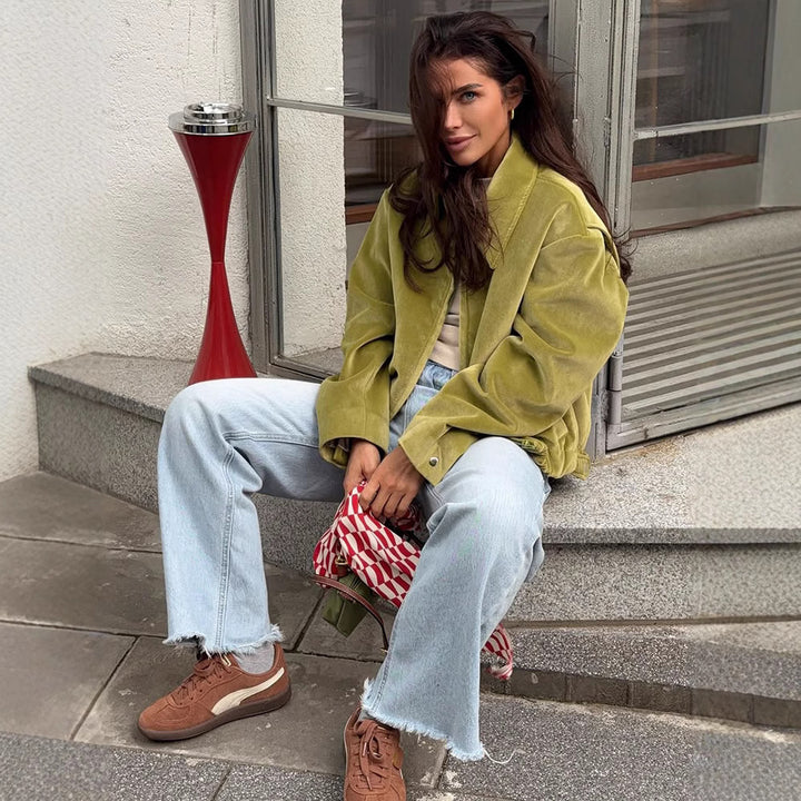 Damer modetrend Veloursjacka med elastisk nederkant Mirla-Eva Jonsson