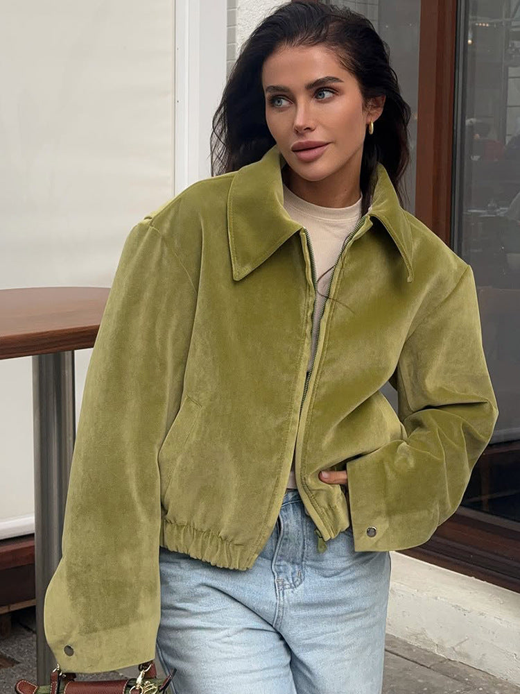 Damer modetrend Veloursjacka med elastisk nederkant Mirla-Eva Jonsson
