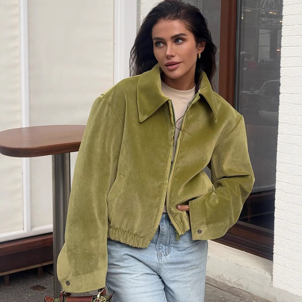Damer modetrend Veloursjacka med elastisk nederkant Mirla-Eva Jonsson