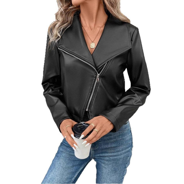 Damer modetrend bikerjacka med asymmetrisk dragkedja Eva Jonsson-Eva Jonsson