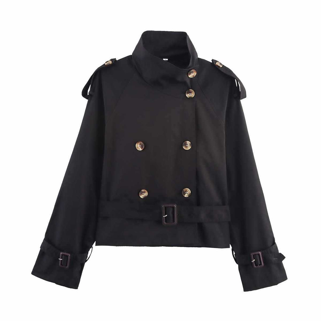 Damer modetrend cropped trenchcoat-jacka med elegant bälte Mirla-Eva Jonsson