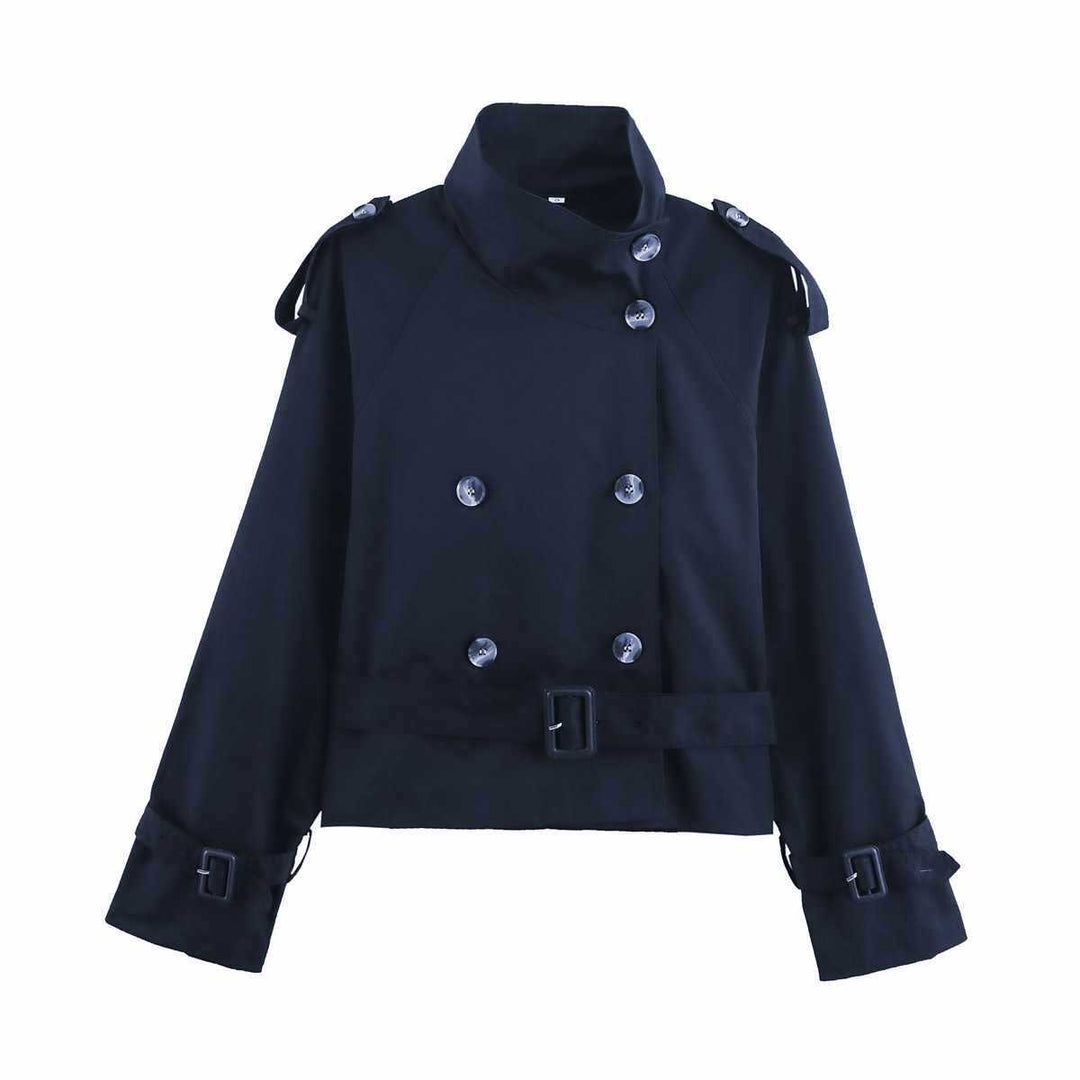 Damer modetrend cropped trenchcoat-jacka med elegant bälte Mirla-Eva Jonsson