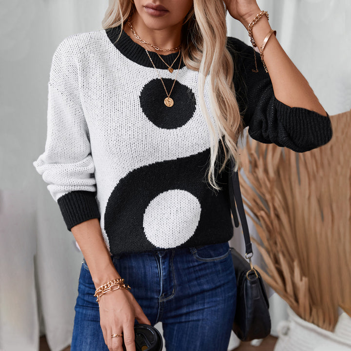 Damer modetröja med Yin-Yang-motiv Mirla-Eva Jonsson