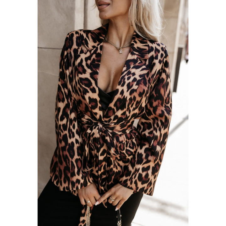 Damer modig blazer i leopardmönster med bälte Mirla-Eva Jonsson