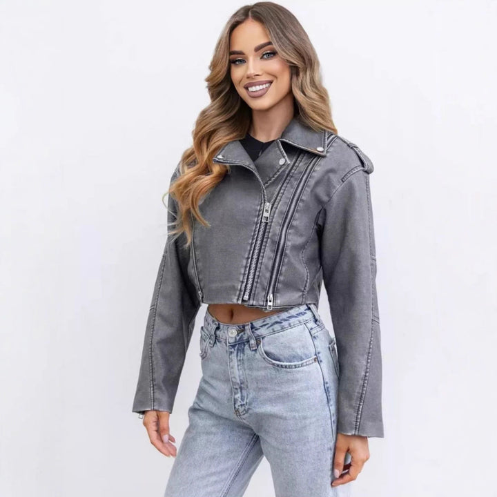 Damer modig cropped bikerjacka Mirla-Eva Jonsson
