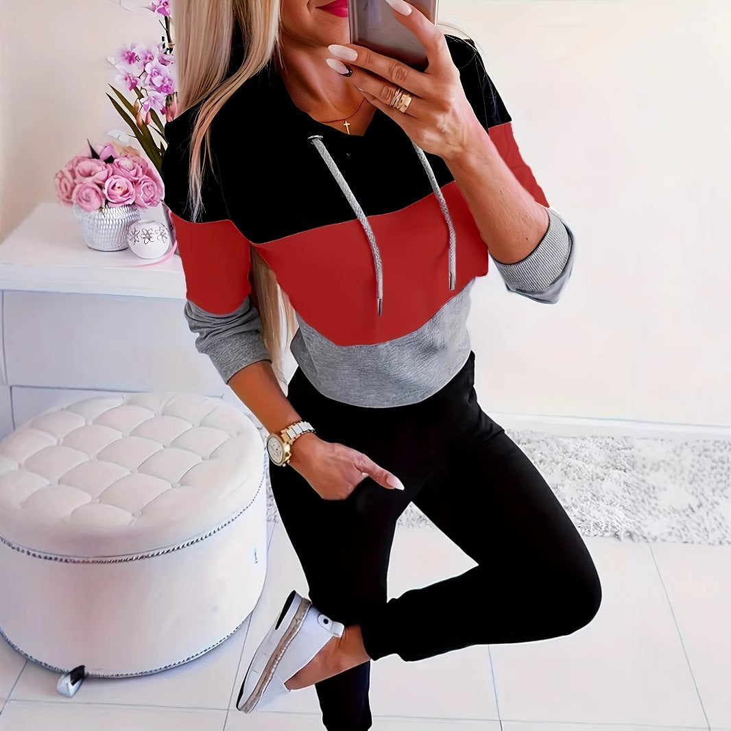 Damer modig fritidströja med huva och färgblockdesign Mirla-Eva Jonsson