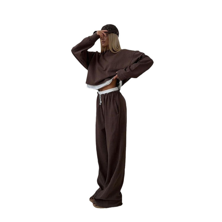 Damer modigt Cropped Sweatshirt och avslappnade vida Lounge-byxor Set Mirla-Eva Jonsson