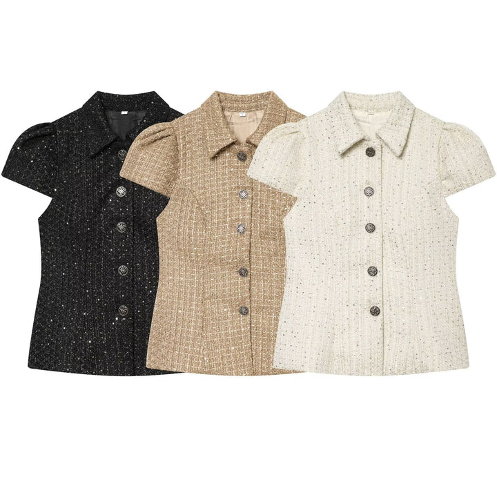 Damer modisch blus i tweed-stil Mirla-Eva Jonsson