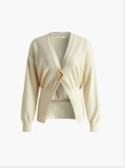 Damer modisch cardigan med djupt V-hals och elegant knapplist Mirla-Eva Jonsson