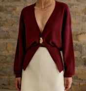 Damer modisch cardigan med djupt V-hals och elegant knapplist Mirla-Eva Jonsson