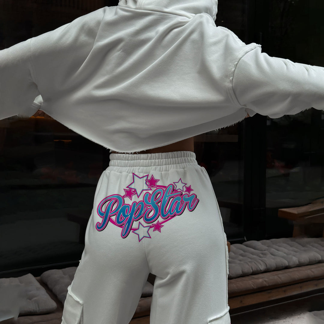 Damer modisch cropped hoodie med färggladtryck Mirla-Eva Jonsson