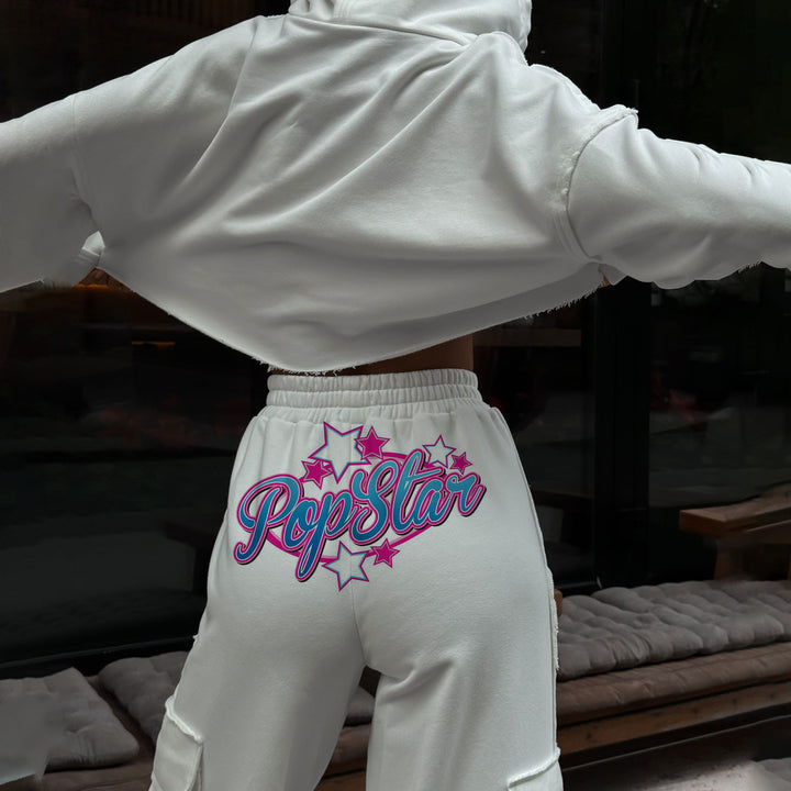 Damer modisch cropped hoodie med färggladtryck Mirla-Eva Jonsson