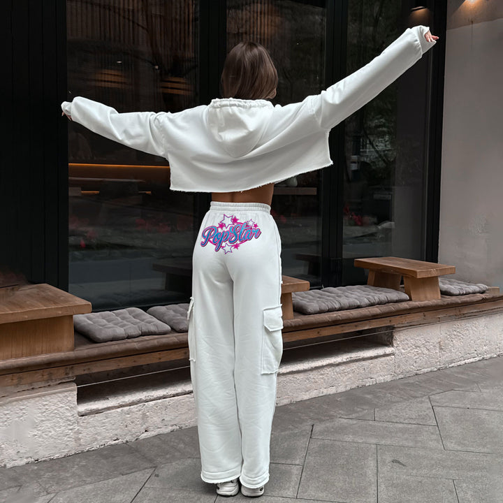 Damer modisch cropped hoodie med färggladtryck Mirla-Eva Jonsson