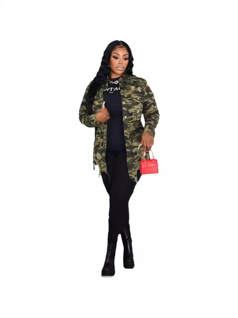 Damer modische Camouflage-överkastblick Eva Jonsson-Eva Jonsson