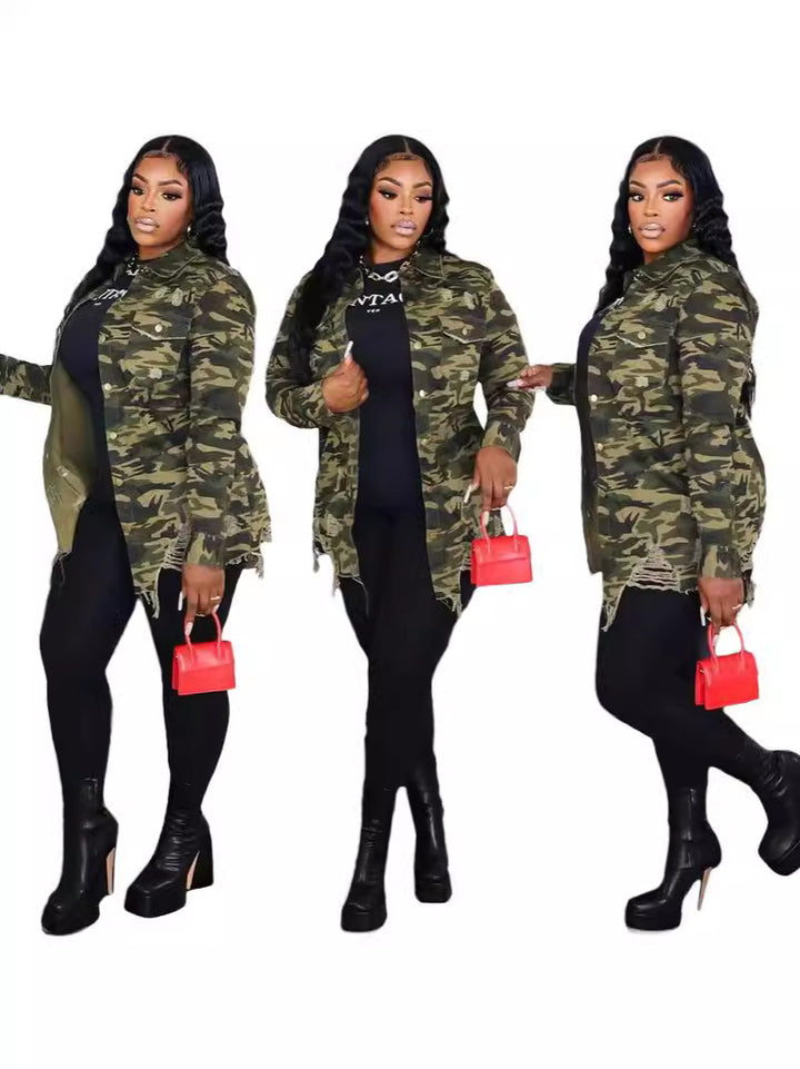 Damer modische Camouflage-överkastblick Eva Jonsson-Eva Jonsson