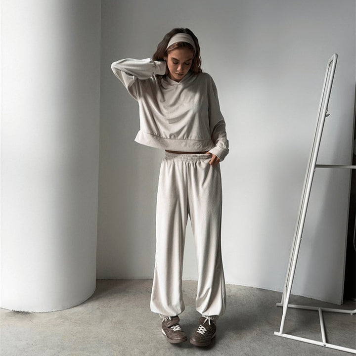 Damer modischer fleece-hoodie med elastisk midja Mirla-Eva Jonsson