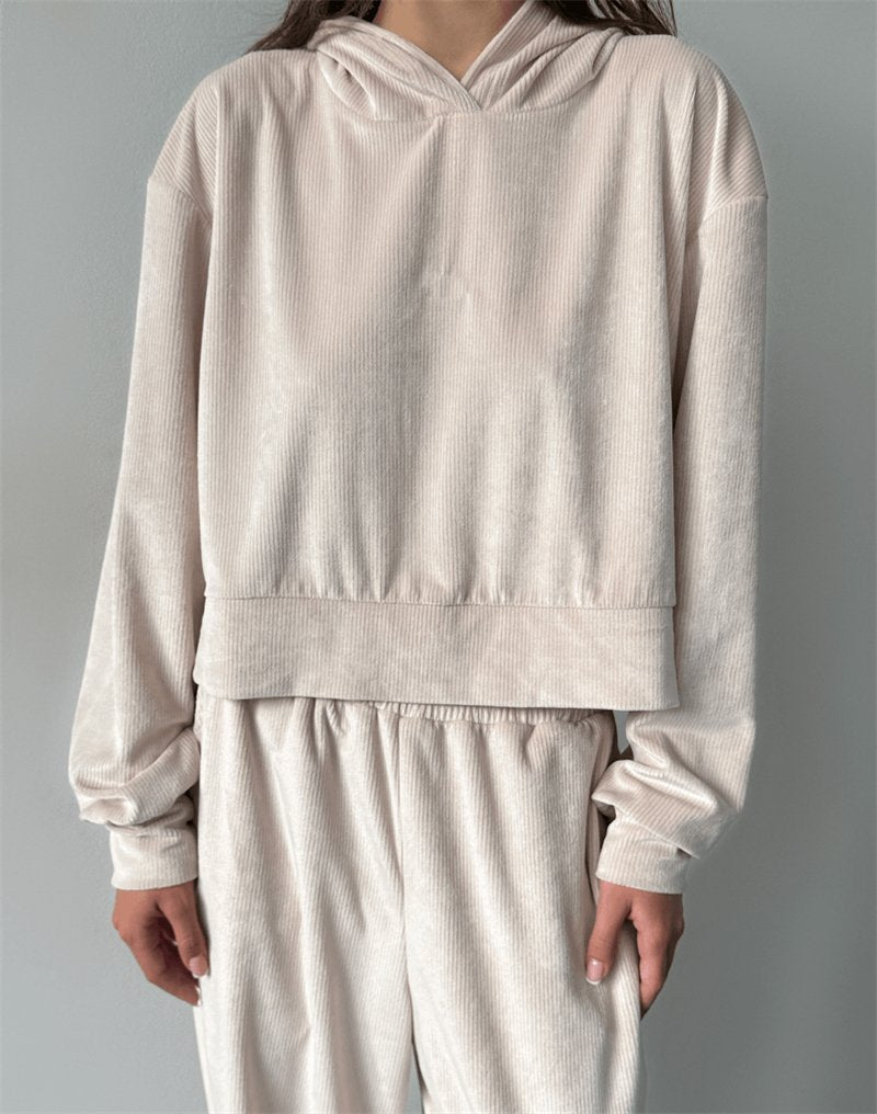 Damer modischer fleece-hoodie med elastisk midja Mirla-Eva Jonsson