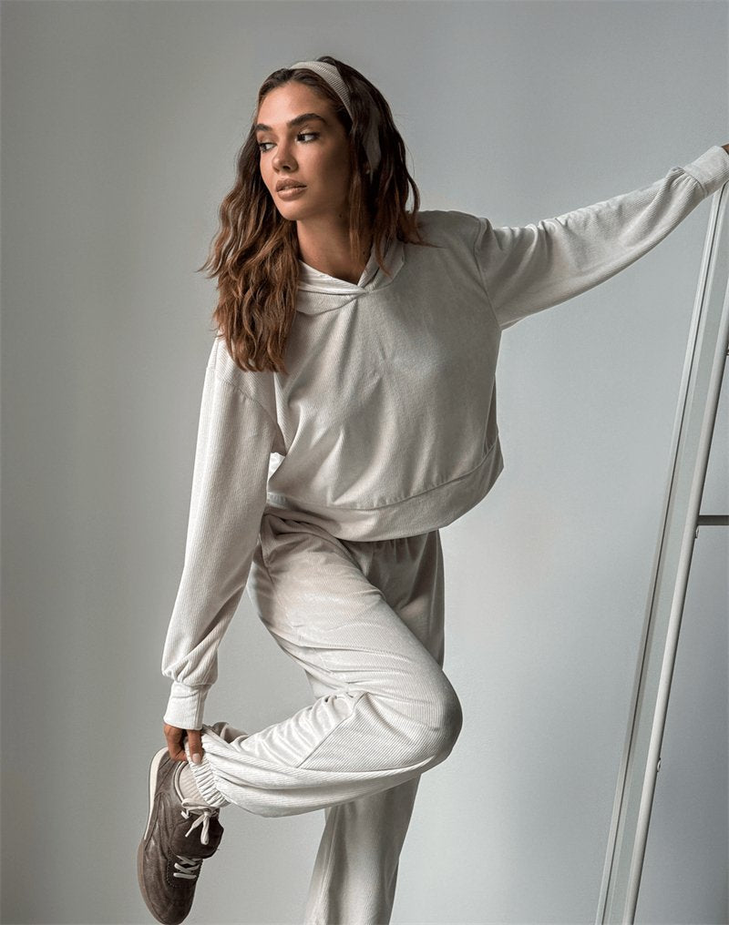 Damer modischer fleece-hoodie med elastisk midja Mirla-Eva Jonsson