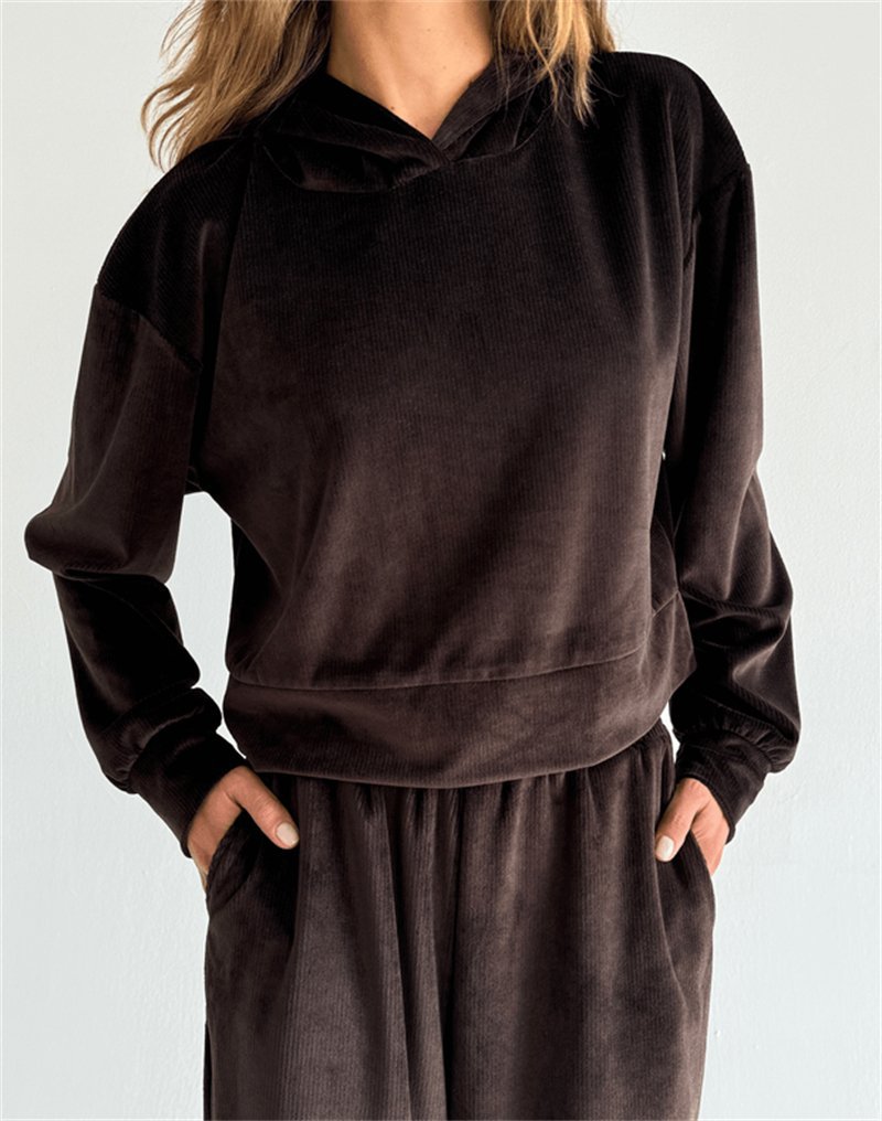 Damer modischer fleece-hoodie med elastisk midja Mirla-Eva Jonsson