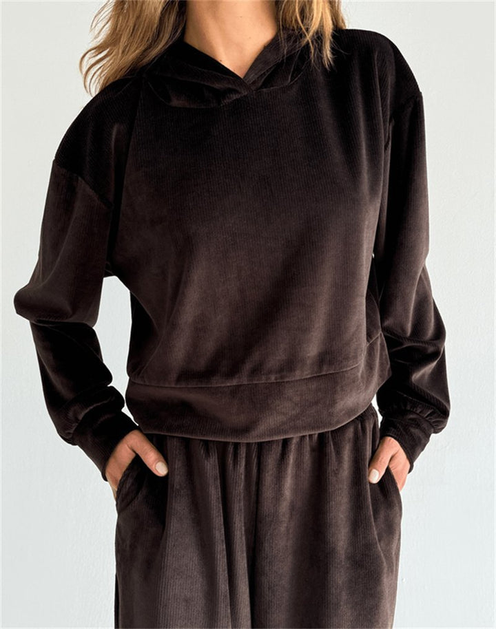Damer modischer fleece-hoodie med elastisk midja Mirla-Eva Jonsson