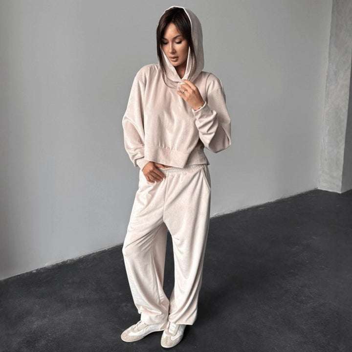 Damer modischer fleece-hoodie med elastisk midja Mirla-Eva Jonsson