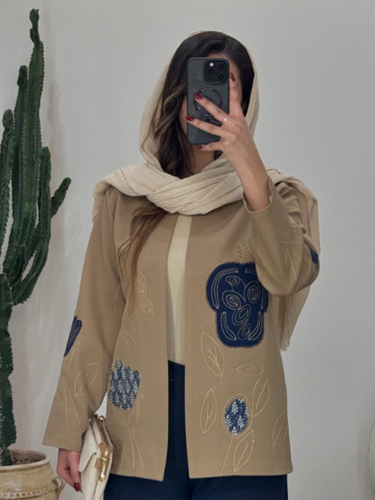 Damer modiska Blazerjacka med blommiga broderier Mirla-Eva Jonsson