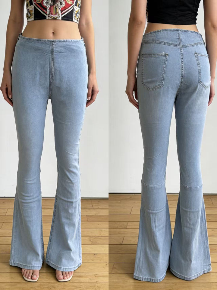 Damer modiska Flared Jeans med hög midja och bekväm passform Mirla-Eva Jonsson