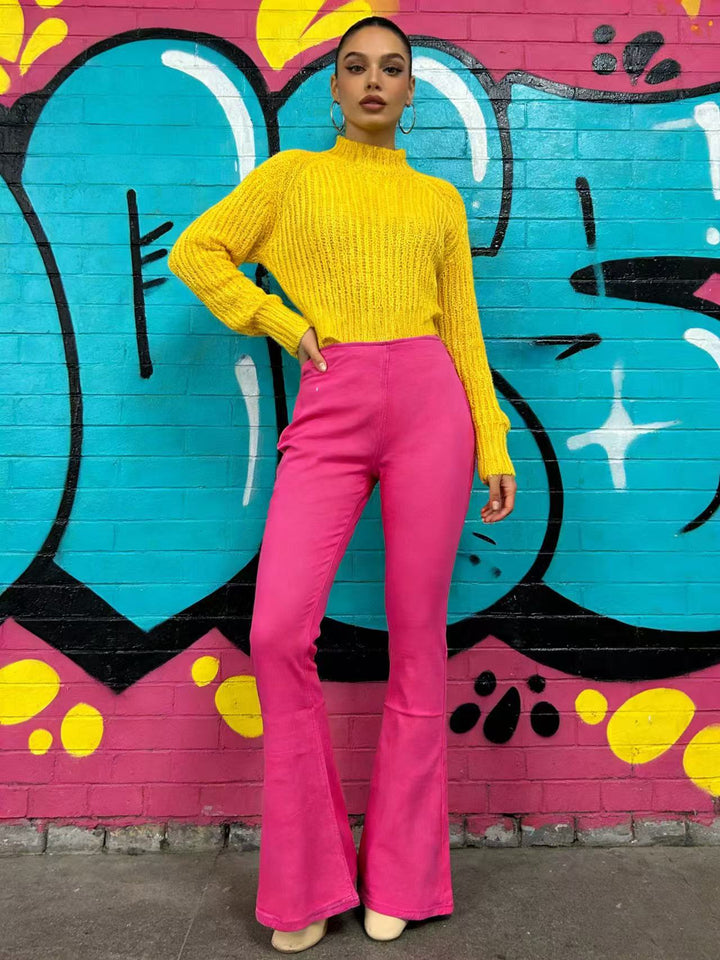 Damer modiska Flared Jeans med hög midja och bekväm passform Mirla-Eva Jonsson