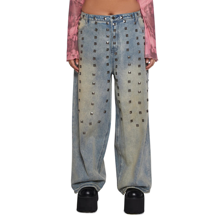 Damer modiska Loose-Fit Jeans med stiliga nitar Mirla-Eva Jonsson