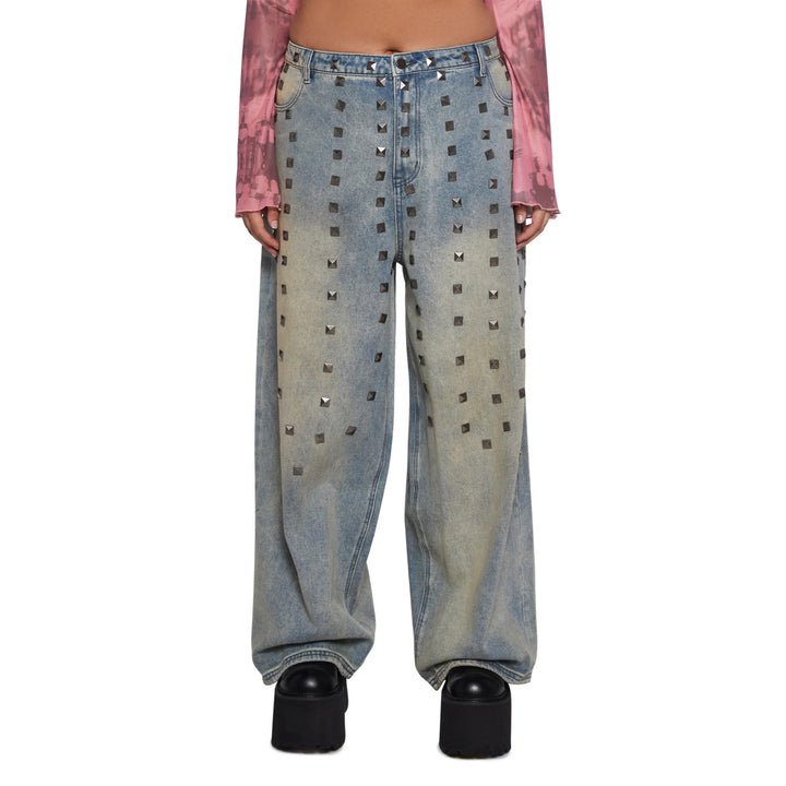 Damer modiska Loose-Fit Jeans med stiliga nitar Mirla-Eva Jonsson